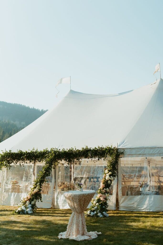 Tented destination wedding reception at Montana venue